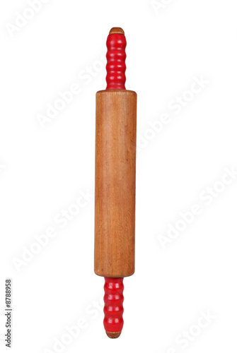 wodd rolling pin isolated over a white background photo