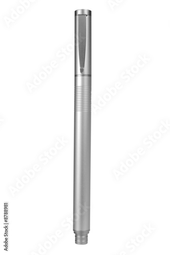 Silver metal pen with cap on isolated over white