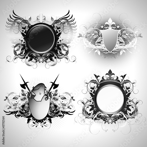 set of heraldic shields