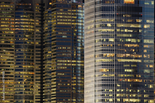 Details of business buildings night scene in Hong Kong