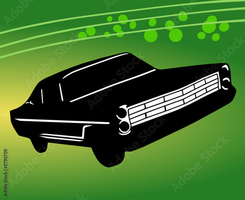 Vector Grafic Beautiful Oldtimer Green Background