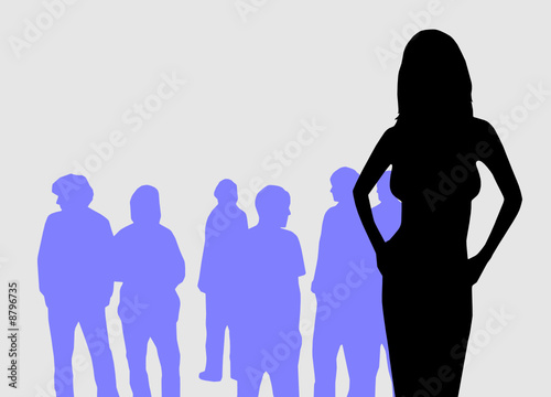 Vector Grafic Girl in front of Men