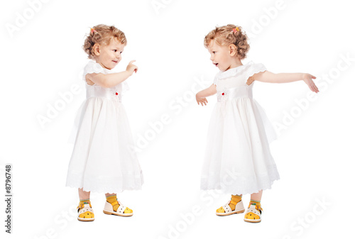 two emotional girls isolated on white background