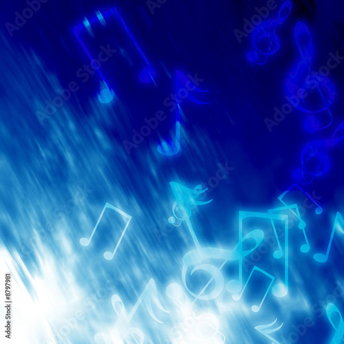 music notes on an abstract blue background