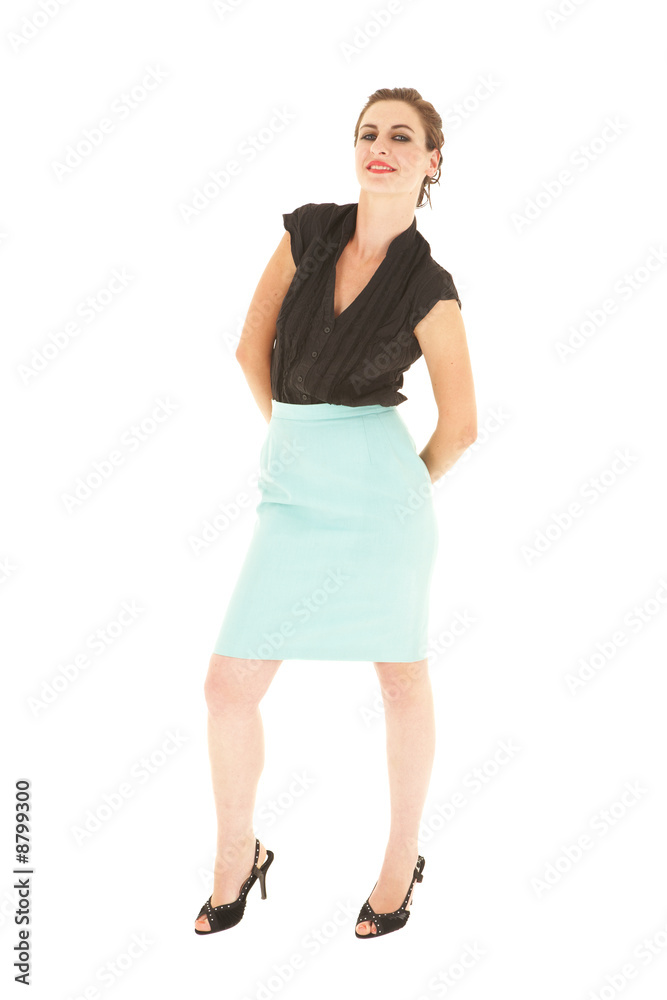 Young adult brunette businesswoman in a black office outfit Young adult brunette businesswoman in a black office outfit