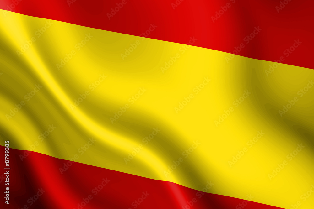 Naklejka premium Spanish flag waving in the wind