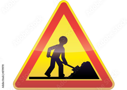 Panneau de danger travaux (métal détouré)