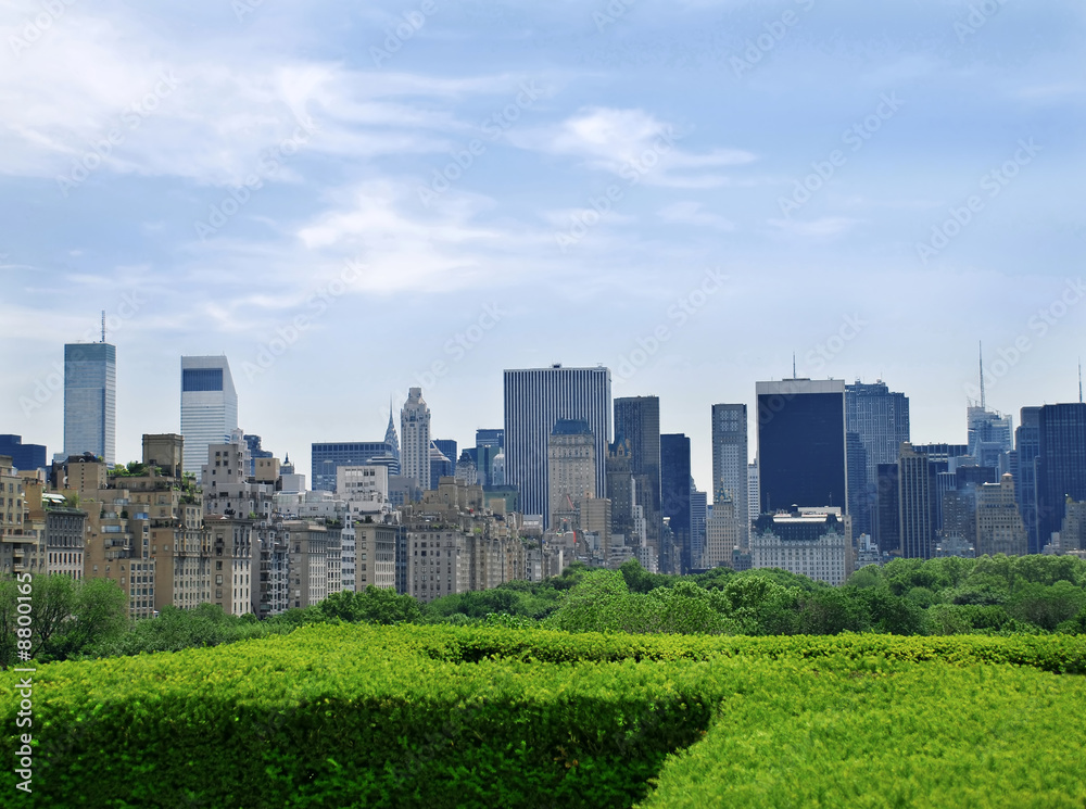 urban landscape of new york skyscrapers over blue sky urban landscape of new york skyscrapers over blue sky