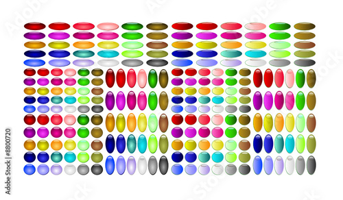 240 Detailed Buttons All Colours Different Shapes and Shadows