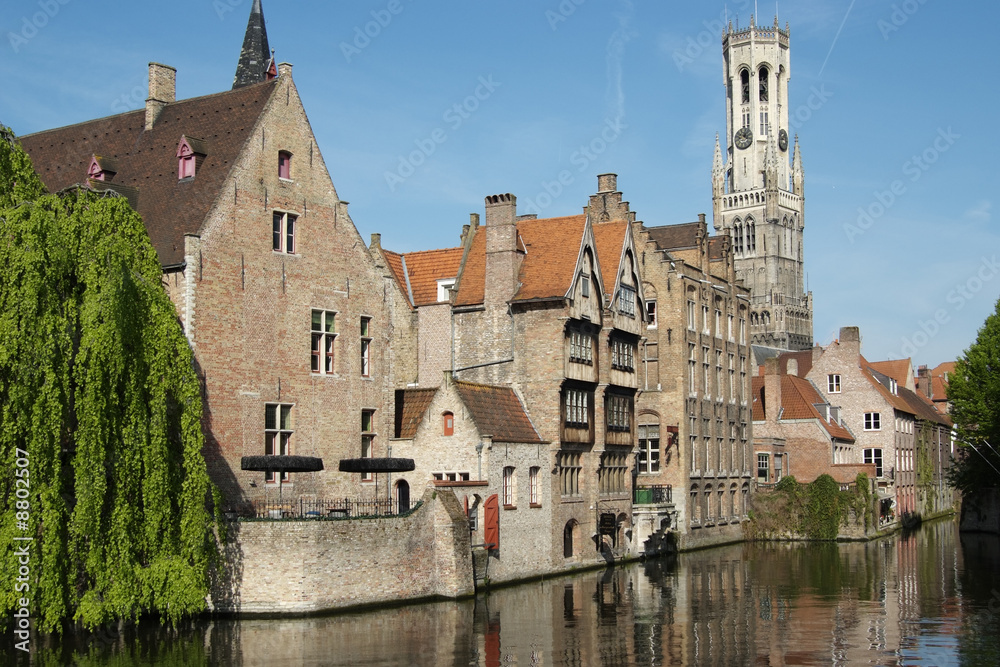 The Belfry behind rosary dock (Bruges)