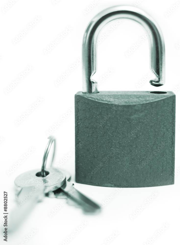 Padlock and keys, monochrome Padlock and keys, monochrome