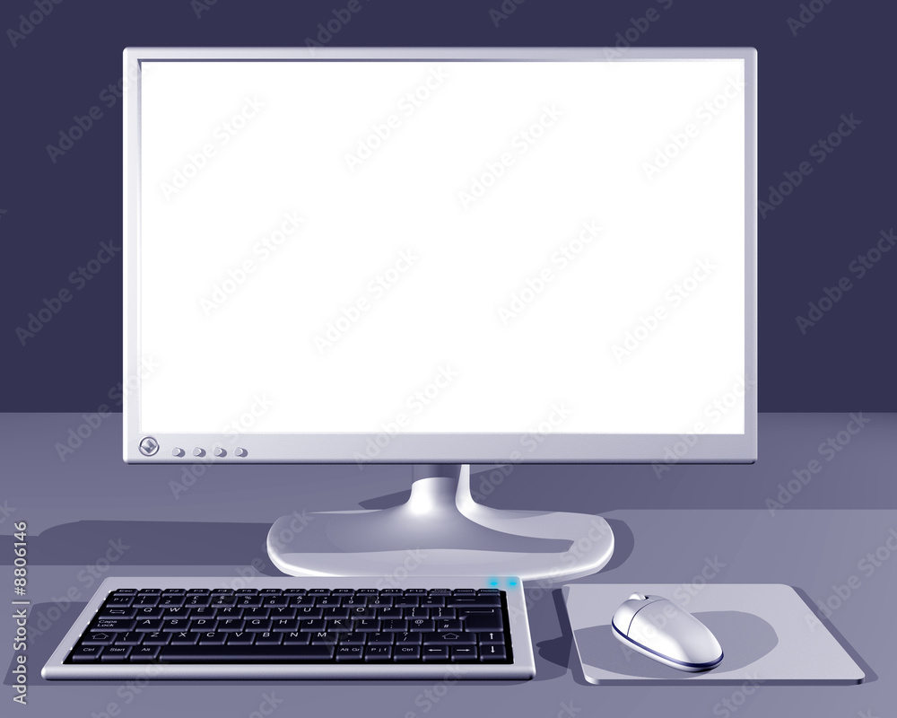 Fototapeta premium Illustration of Desktop computer with blank screen