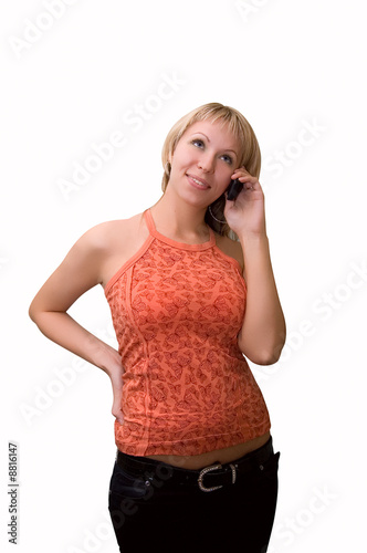 Atractive girl talking on t...