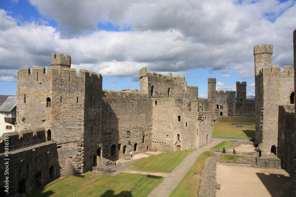 Caernarfon castle and battlements