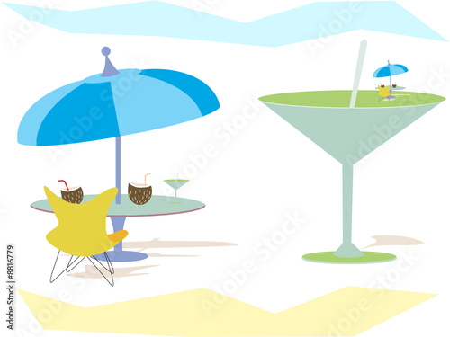 Bicchieri e tavolini in spiaggia