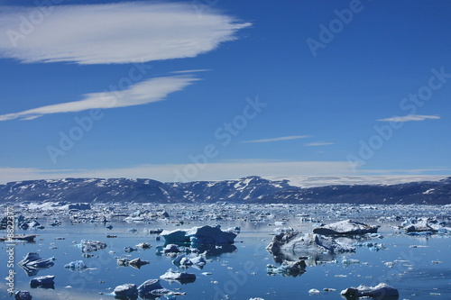 Icebergs floating