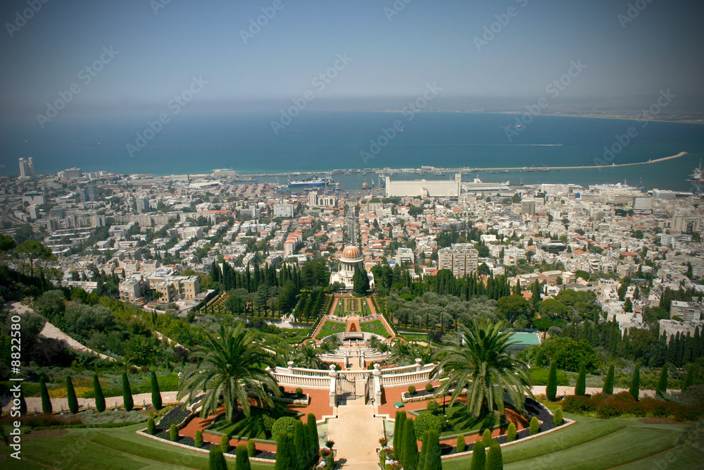 overview haifa harbor city israel