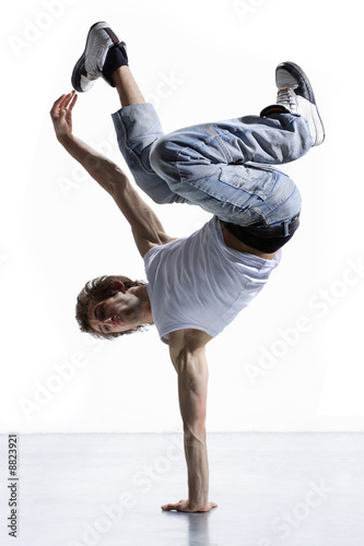 Schilderij op canvas stylish and cool breakdance style dancer posing
