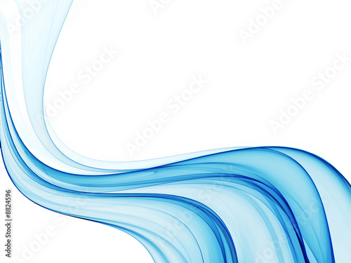 Blue abstract background, wavy lines on white background..