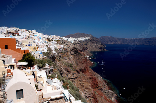 Wonderful view of City buildings and bay on Santorini, Greece