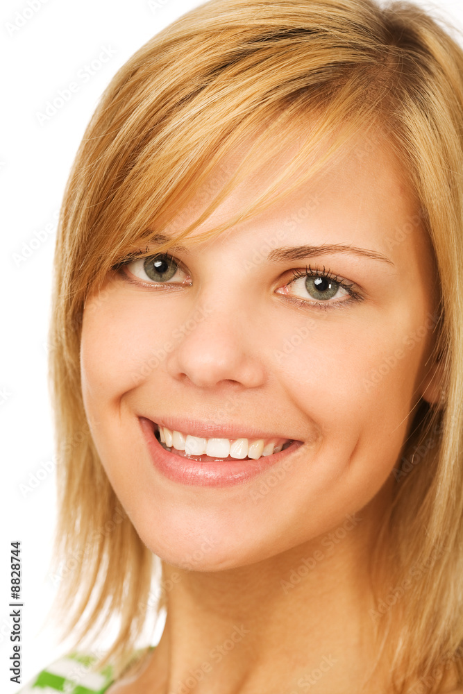 portrait of pretty girl on white background portrait of pretty girl on white background