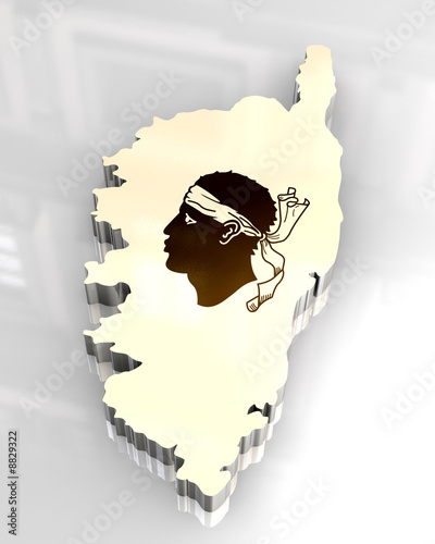 3d flag map of Corsica