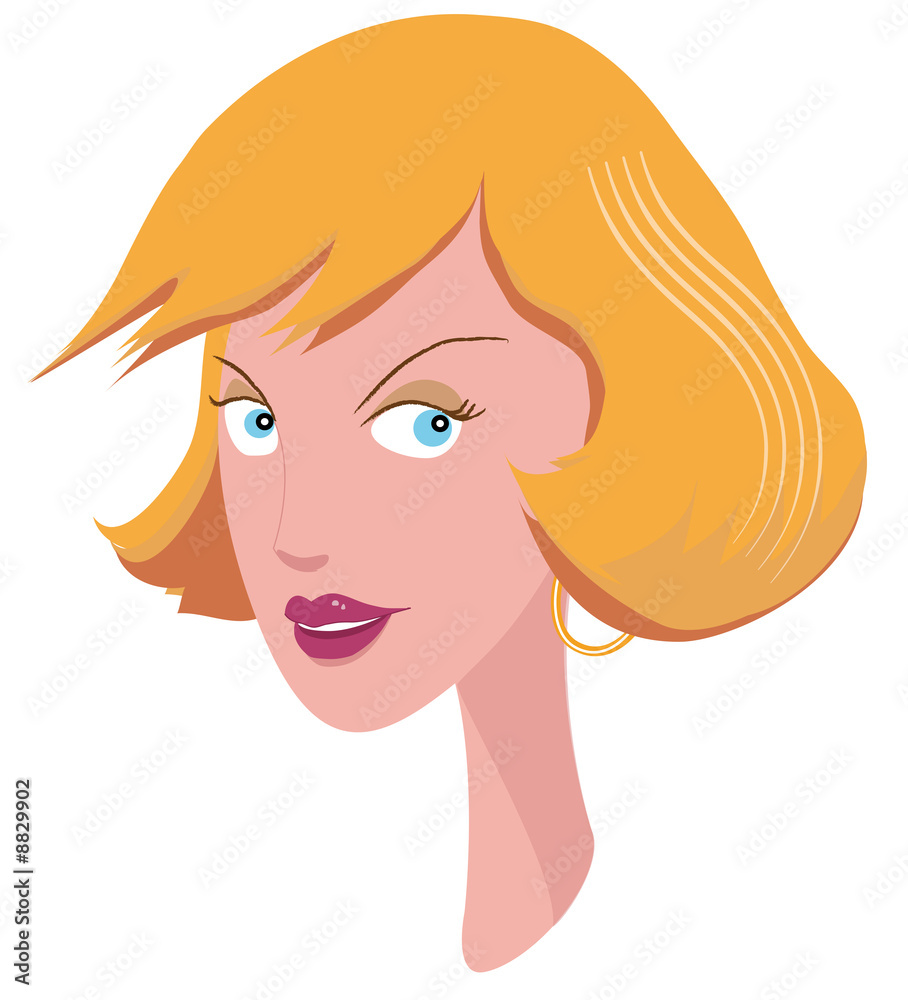 Illustration portrait femme blonde Illustration portrait femme blonde