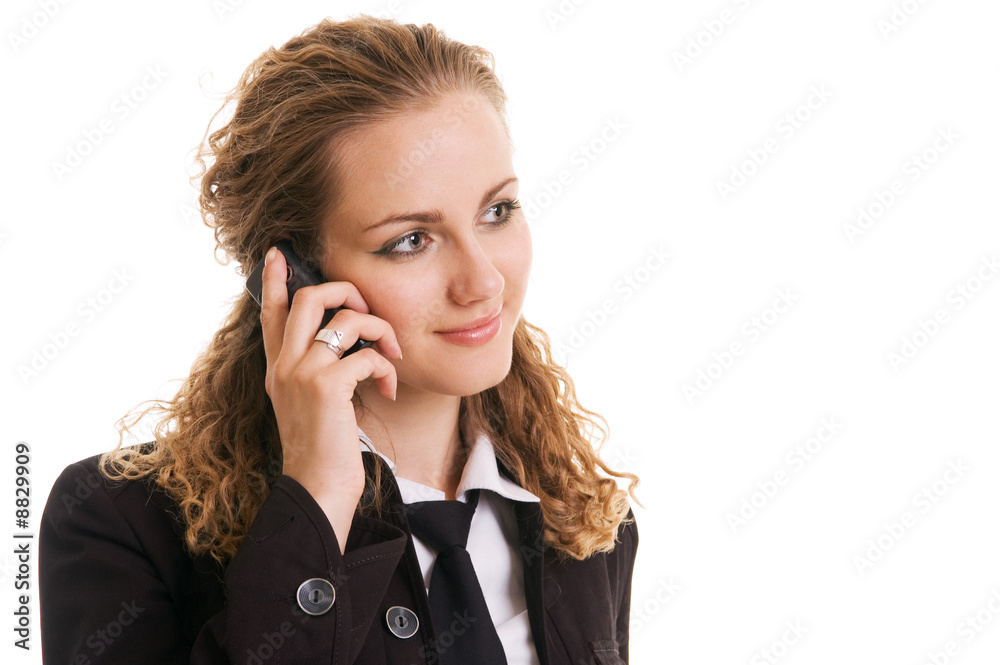 smiley businesswoman talking on the phone. isolated on white smiley businesswoman talking on the phone. isolated on white