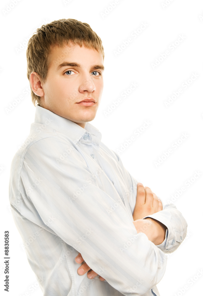 Handsome young man isolated on white background