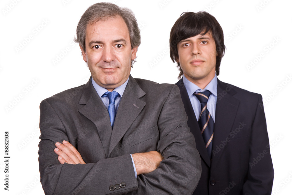 two young business men portrait, focus on the left man two young business men portrait, focus on the left man