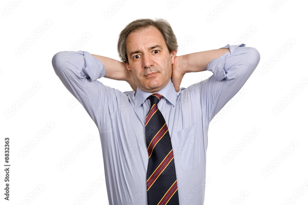 mature business man portrait in white background mature business man portrait in white background