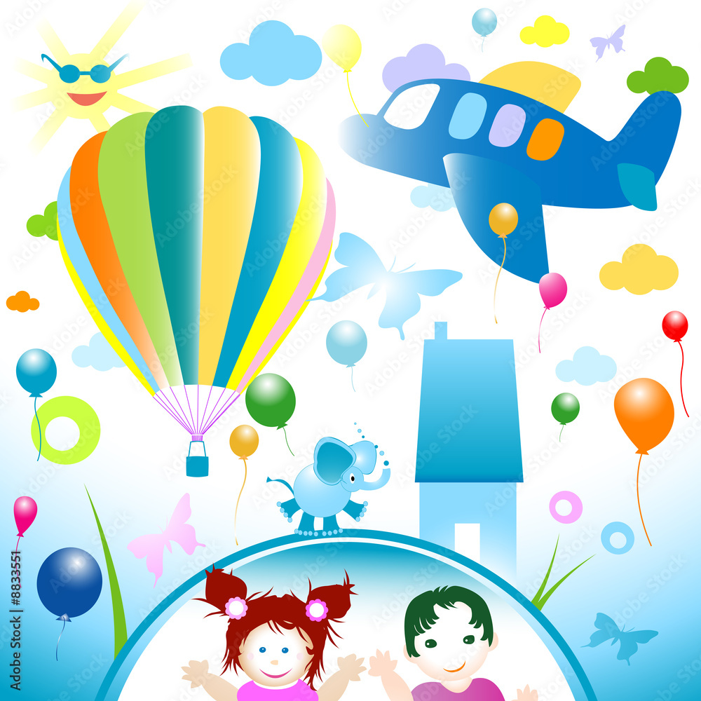 happy world, abstract design for kids