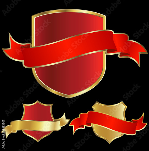 golden shiled and ribbon