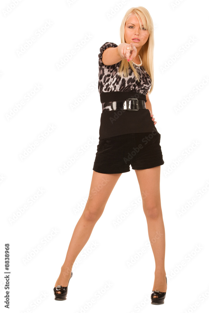 pretty blond woman on a white background pretty blond woman on a white background
