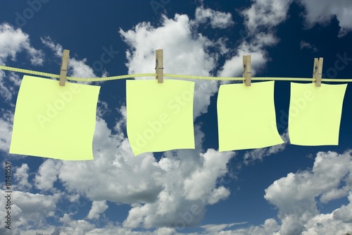 Four clean memo hanging on ...