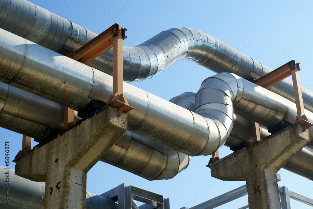 industrial pipelines on pipe-bridge