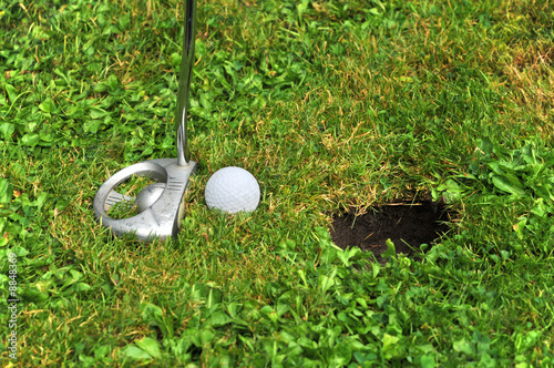 golfball close near the hole