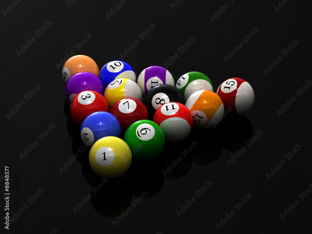 Billiard balls on black