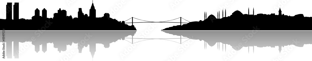 Fototapeta premium Sylwetka Stambułu i jej odbicie