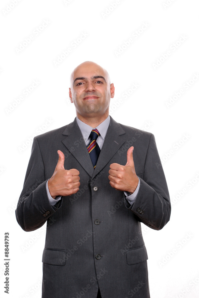 young business man going thumbs up, isolated on white background young business man going thumbs up, isolated on white background