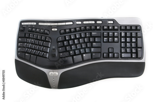 Isolated ergonomic keyboard shot over white background