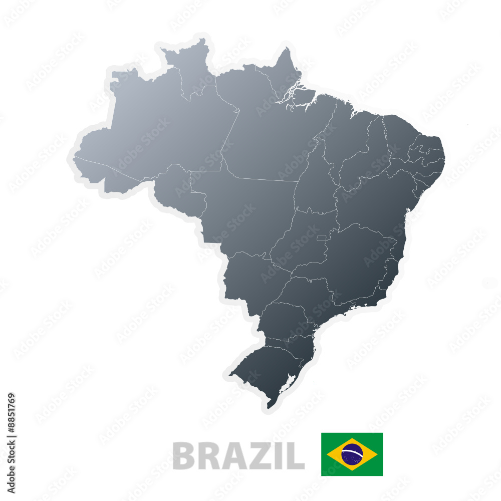 Brazil map with official flag