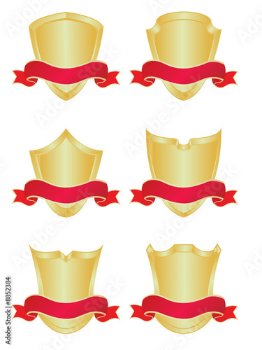 Set of four shields with banners