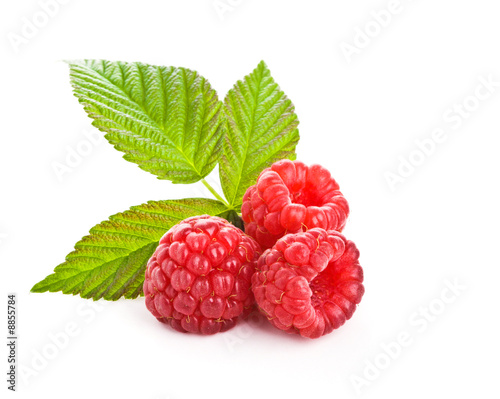 Bunch of a red raspberry on a white background