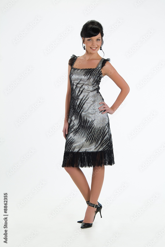 Young attractive woman in fashionable dress Young attractive woman in fashionable dress