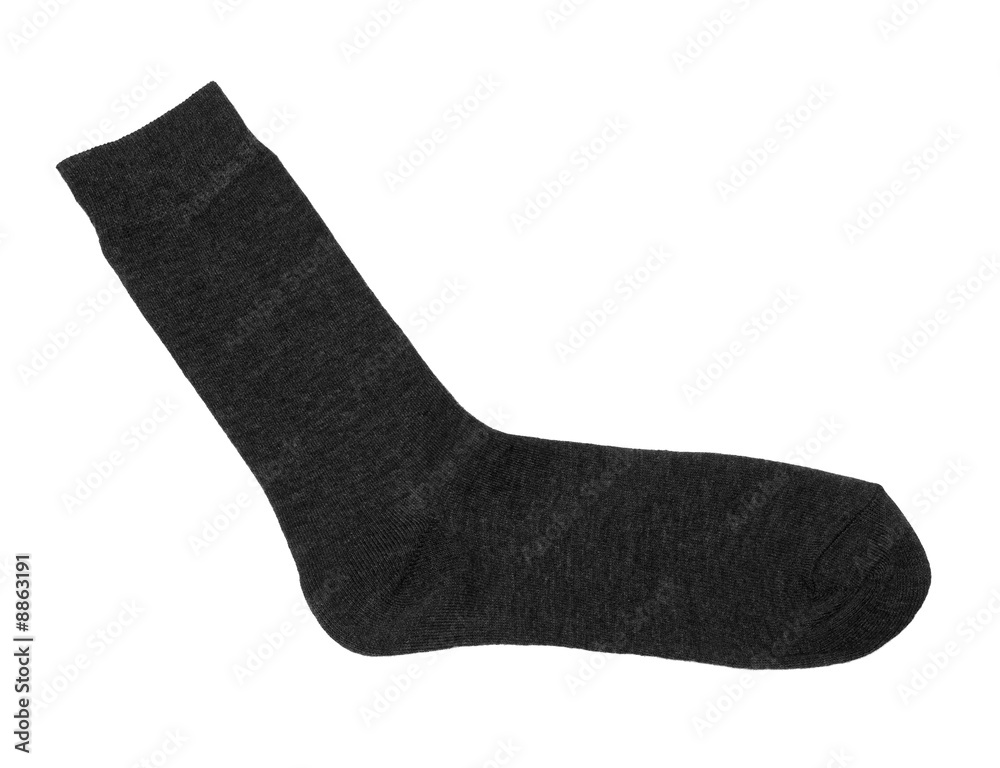 Black sock on white background Black sock on white background