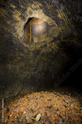 Old ventilation shaft and rubble in Tunnel