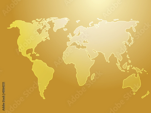 Map of the world illustration  simple outline on gradient color