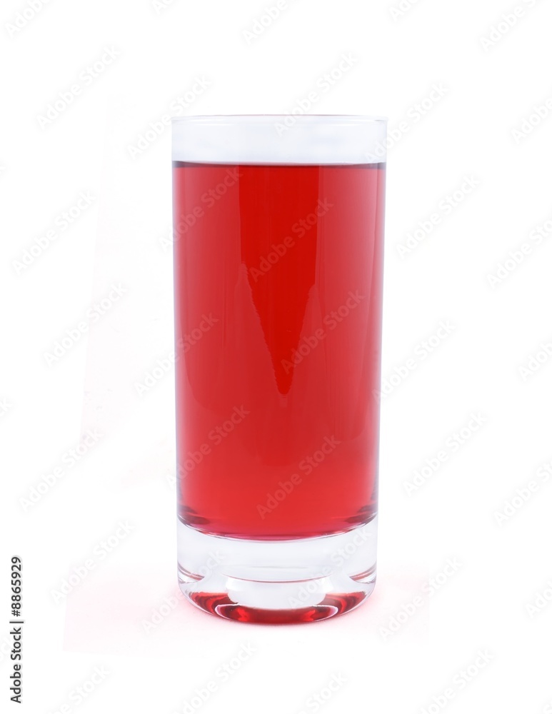Glass of red juice or cocktail isolated on white Glass of red juice or cocktail isolated on white