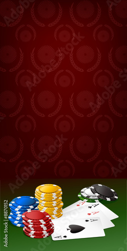gambling chip and cards